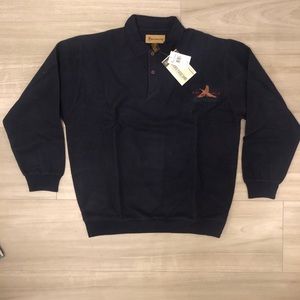 Browning Reverse Fleece Shirt L, Navy, Pheasant Logo NWT From 2000